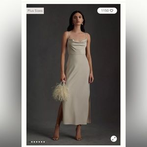 BHLD Champagne Cali Satin Charmeuse Midi Dress